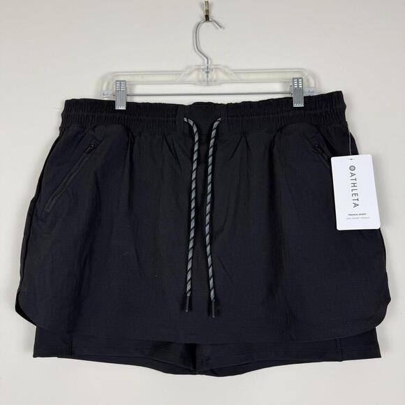 NWT Athleta Trekkie North Mid Rise Black Skort Skirt Shorts Women’s Size 16 $79 - Picture 1 of 10